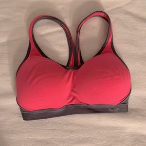 Neon pink high impact sports bra